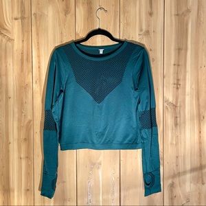 Teal JoyLab Seamless Crop Long Sleeve Workout Top